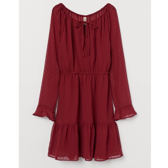 h&m red chiffon dress H&M Conscious + Chiffon Dress